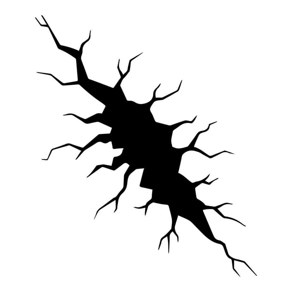Black crack graphic, Crack Destruction Illustrates damage, destruction or fracture vector