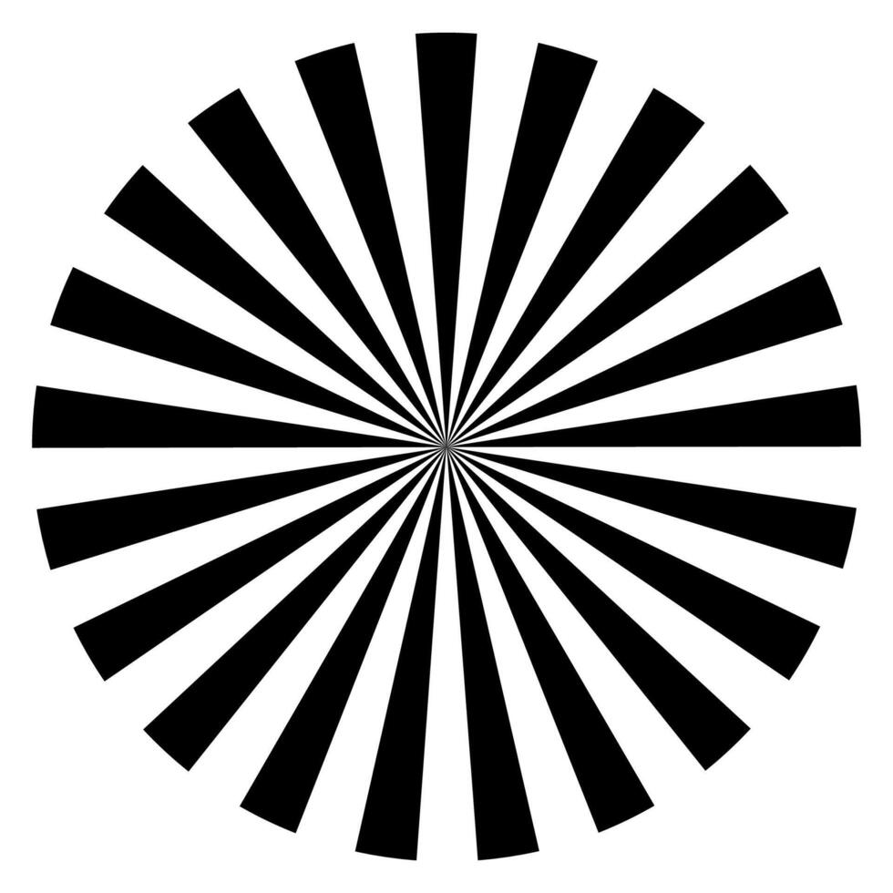 Radial Black Sunburst ray Optical Illusion, sunburst pattern perfect background vector