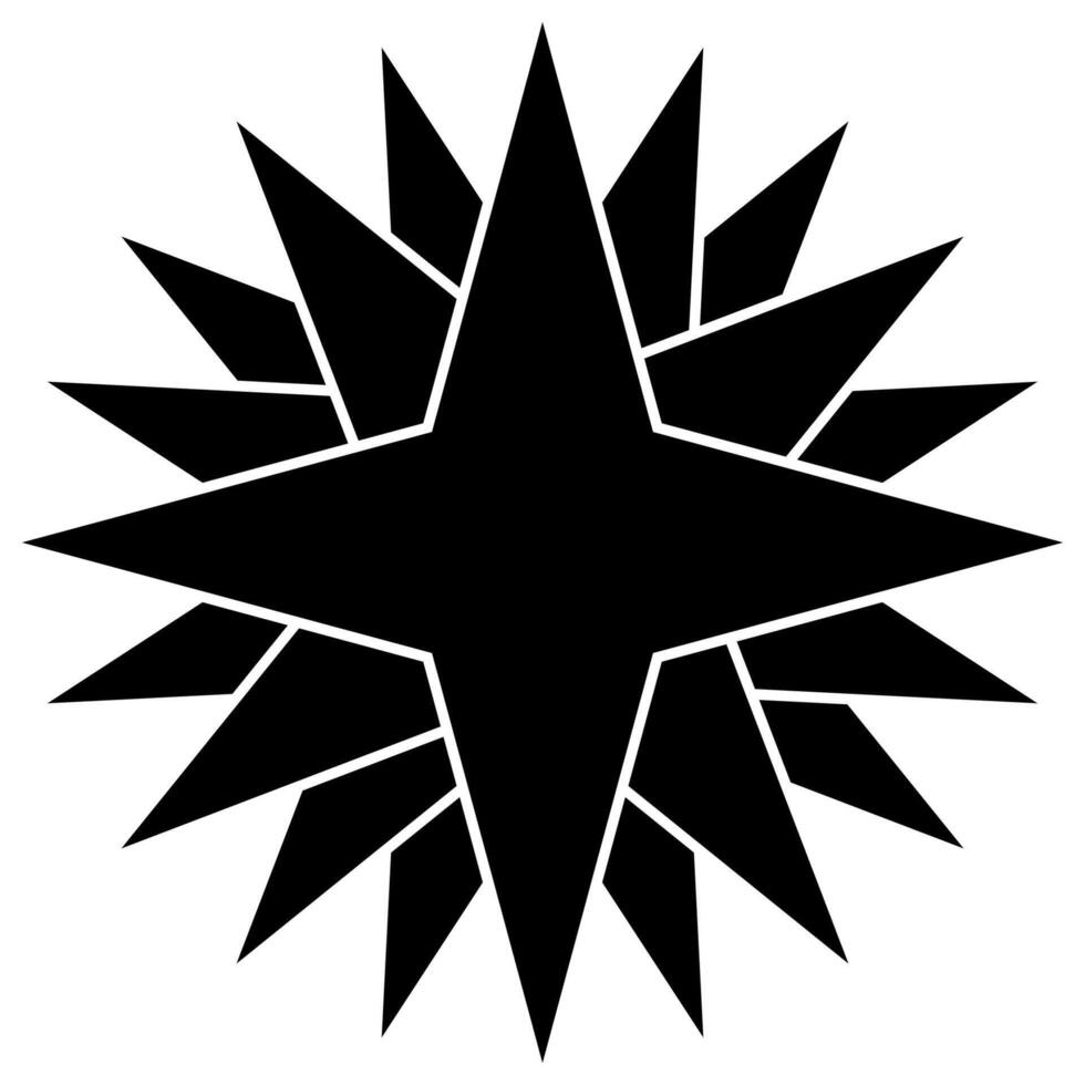 Bold Geometric Starburst Black, Striking abstract starburst symbol with sharp vector