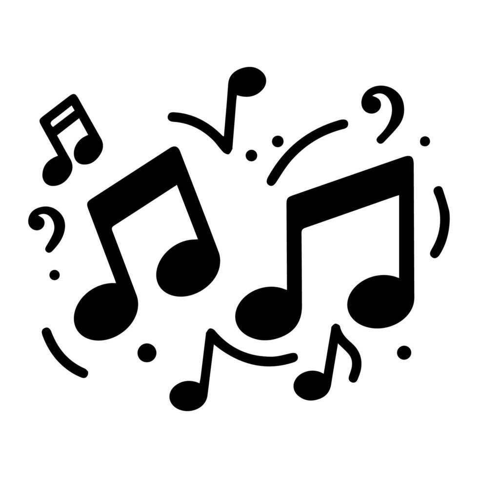 Fun, bold musical notes dynamic shapes and expressive rhythm elements vector