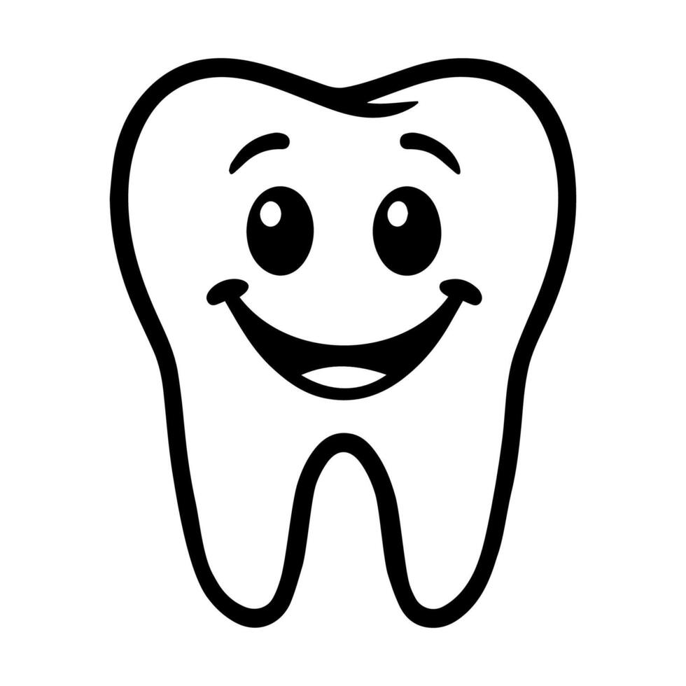 Happy Cartoon Tooth Character Smiling for Dental Care or Kids vector