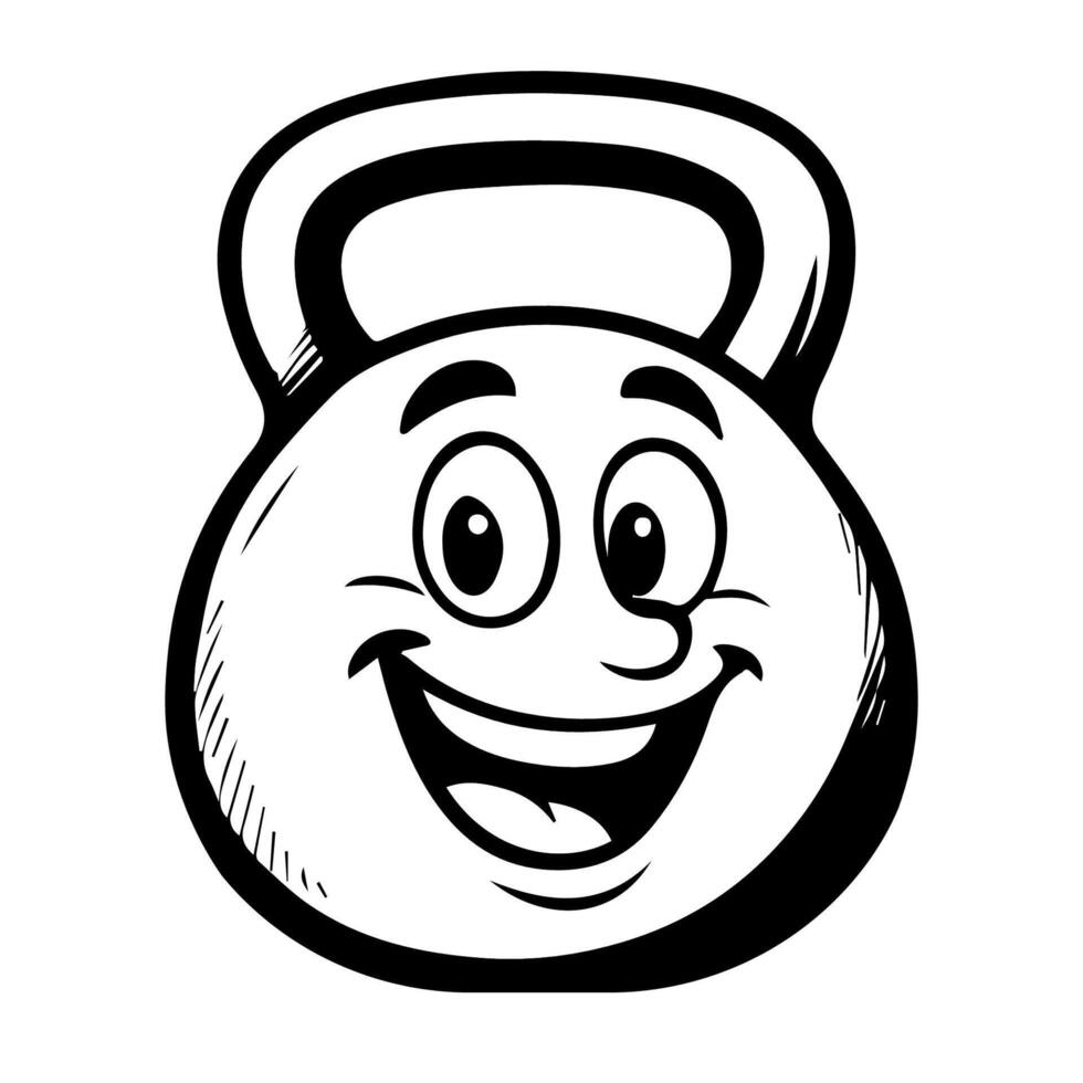 Cheerful kettlebell character smiling, perfect for fitness or gym branding vector