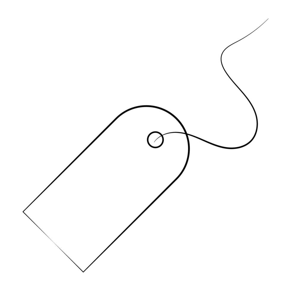 Elegant outline tag, Price Tag with Curved String, product labeling vector