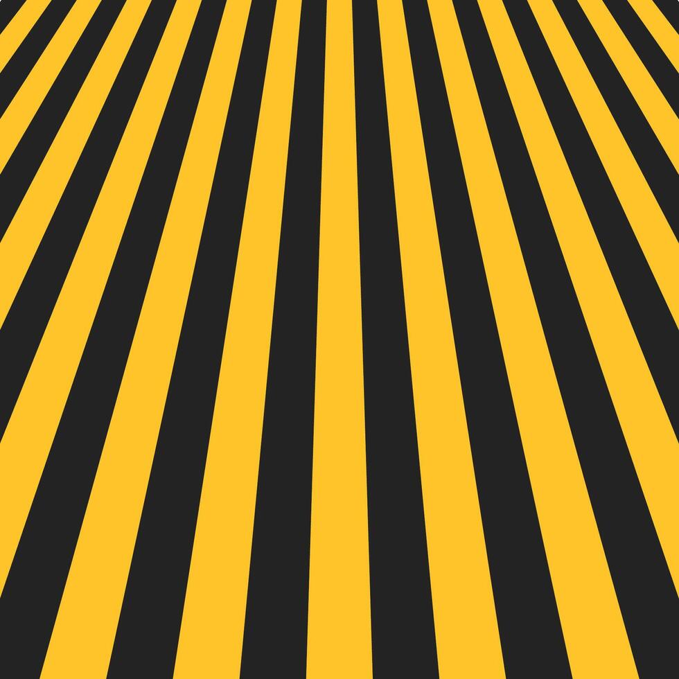Abstract warning stripes perspective, dynamic yellow black industrial hazard pattern vector