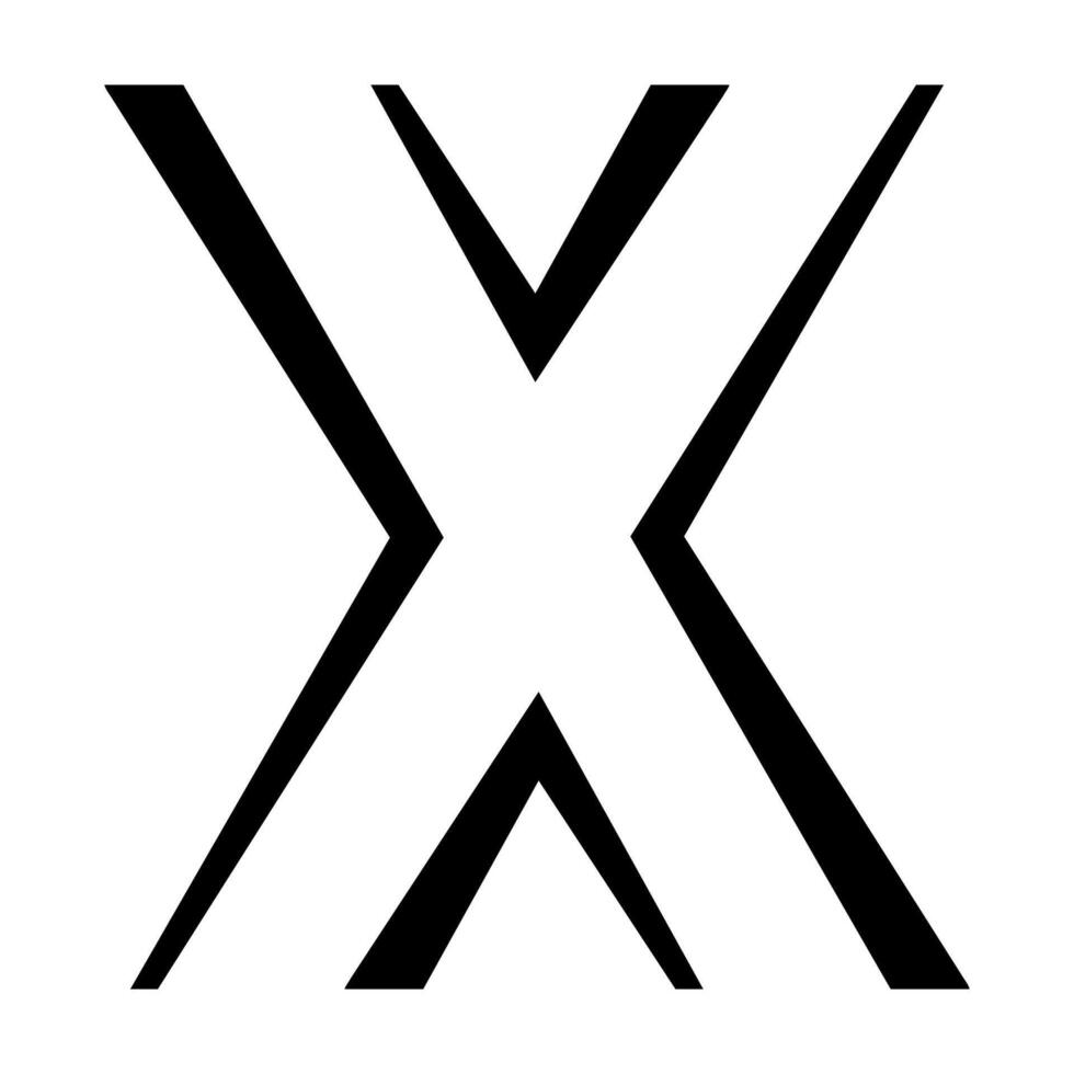 Bold Symmetrical X Shape, Letter X Double Line Art Style vector
