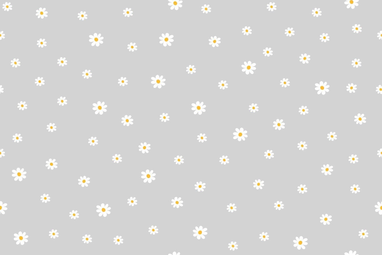 Nature seamless pattern of chamomiles on gray background. Spring, Easter and summer concept. vector