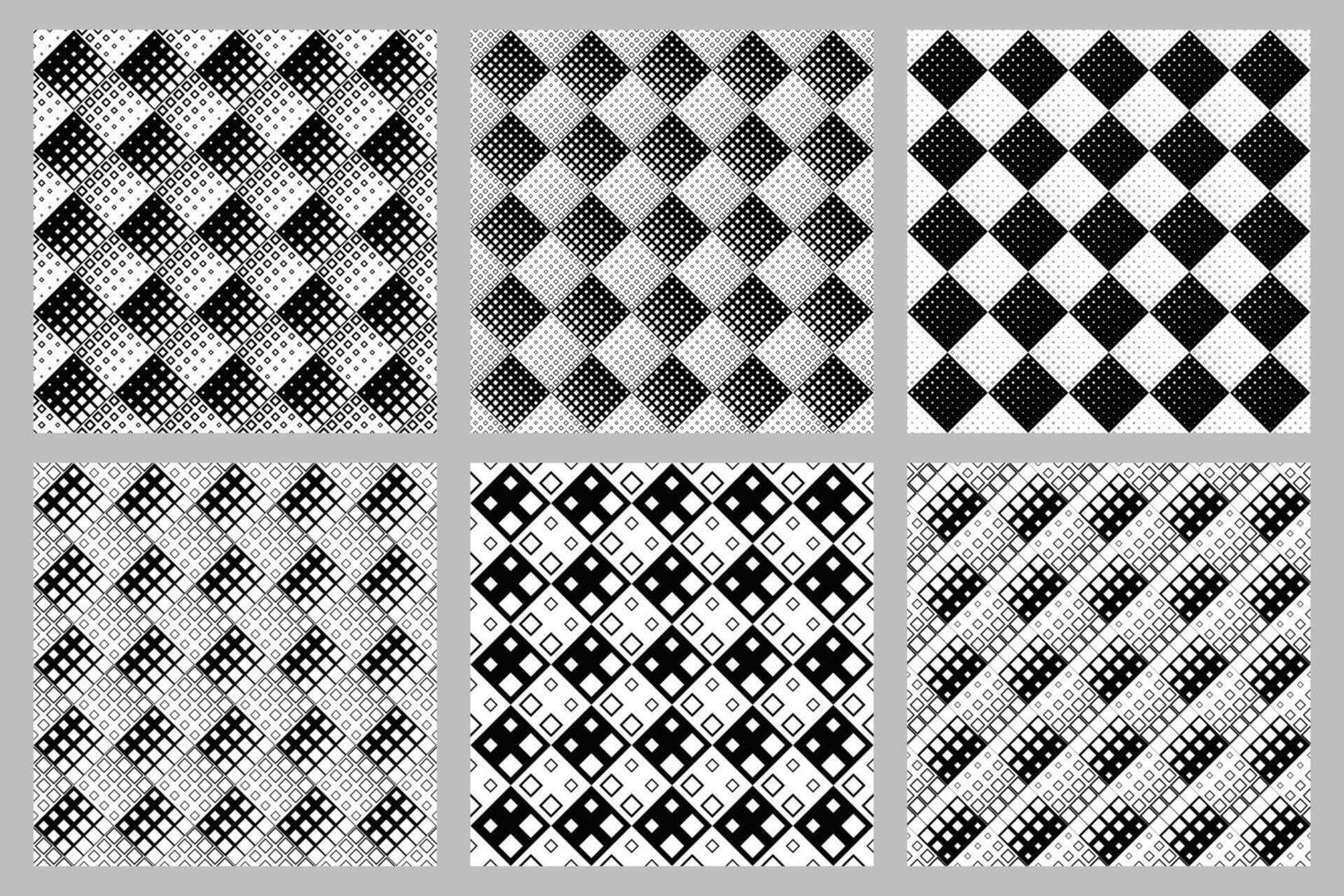 Seamless monochrome square pattern background set vector