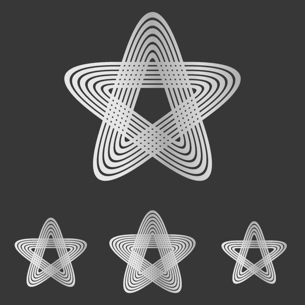 Silver line star logo design set vector