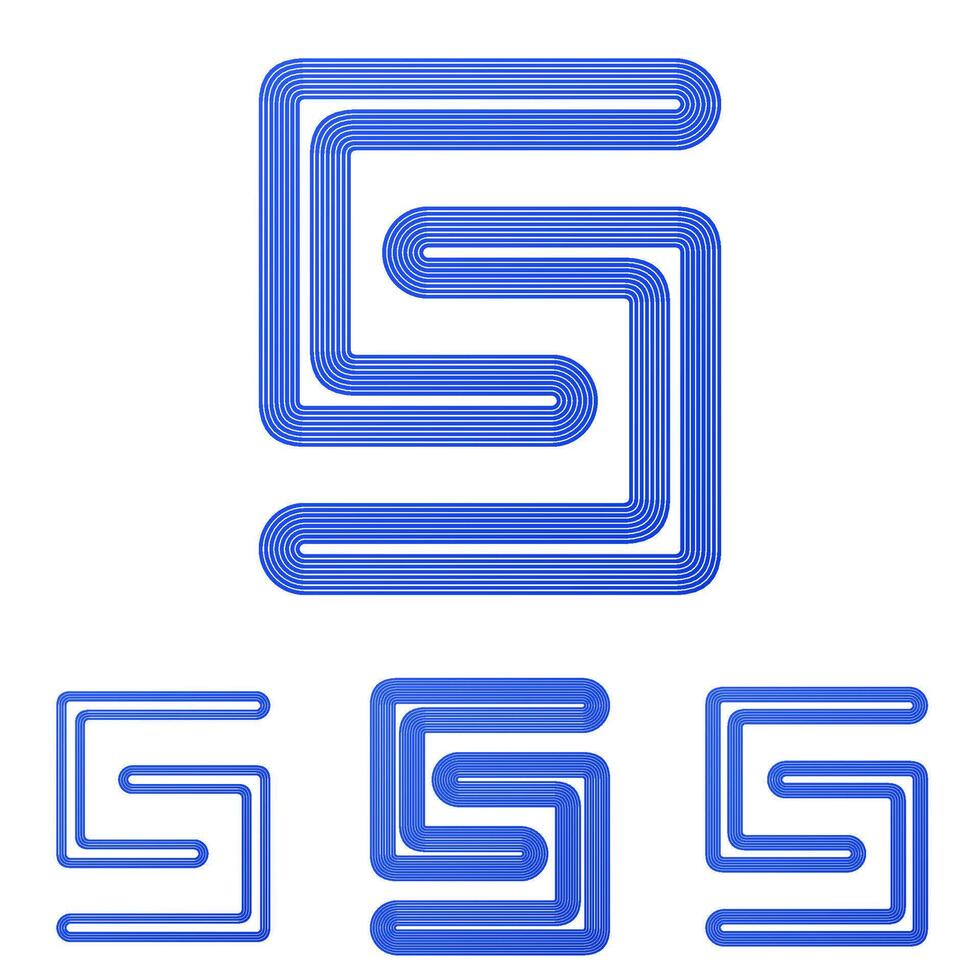 Blue line S logo design set vector