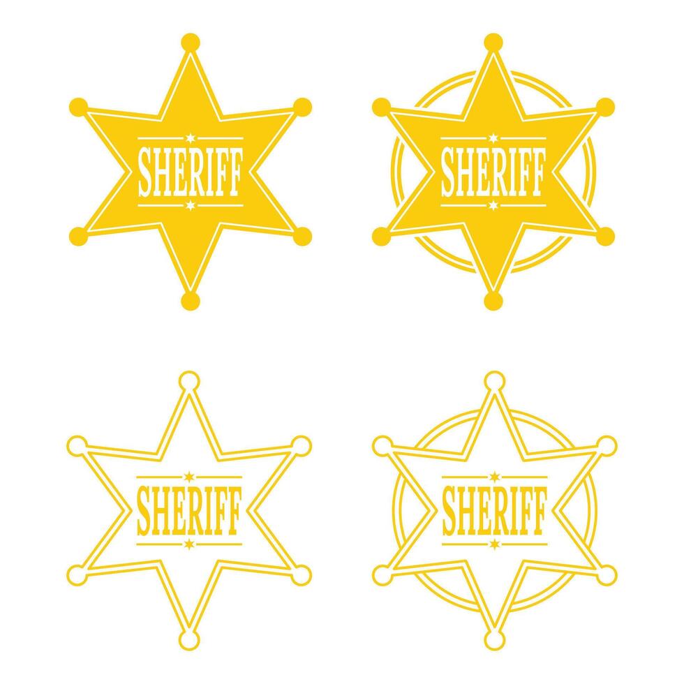 yellow set sheriff badge vector