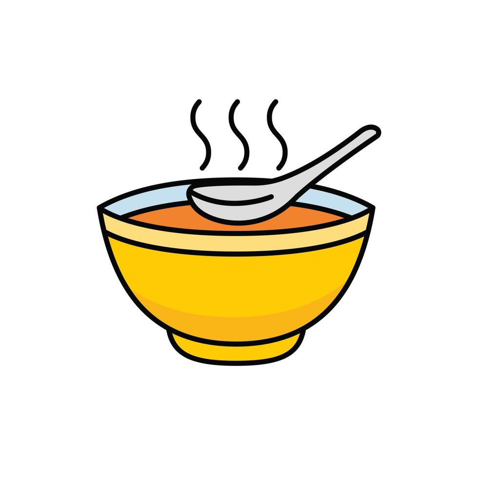 bowl of hot soup flat design vector