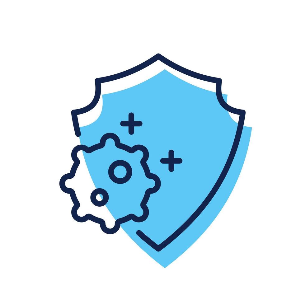 virus and shield icon vector