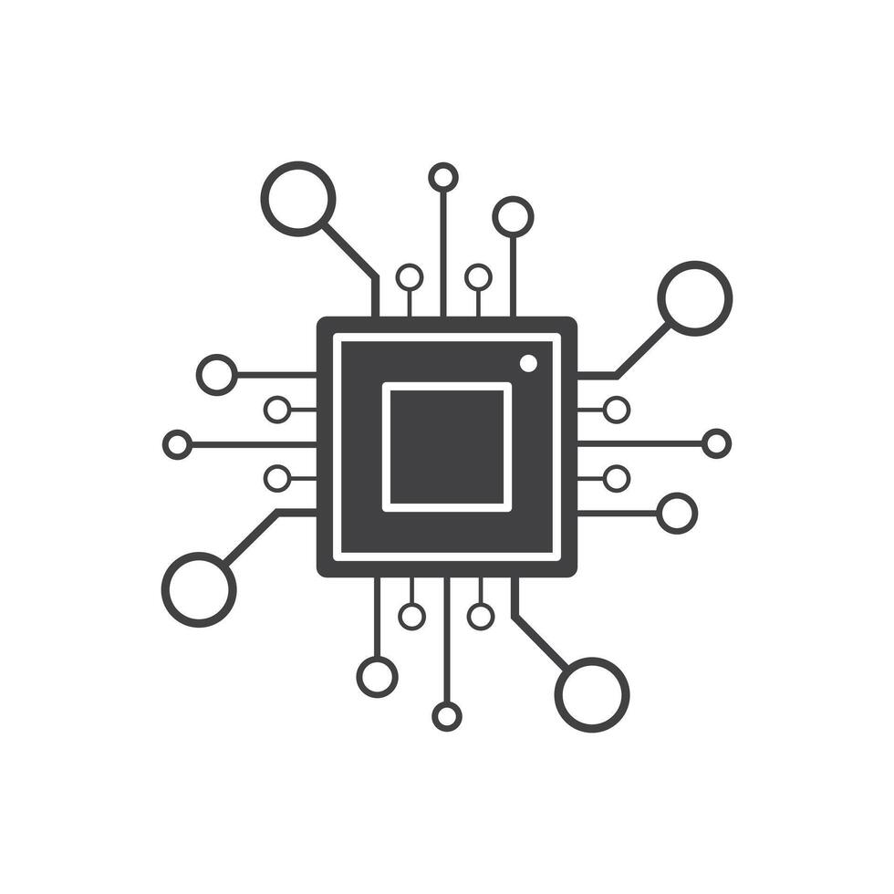 a black and white image of a computer chip vector