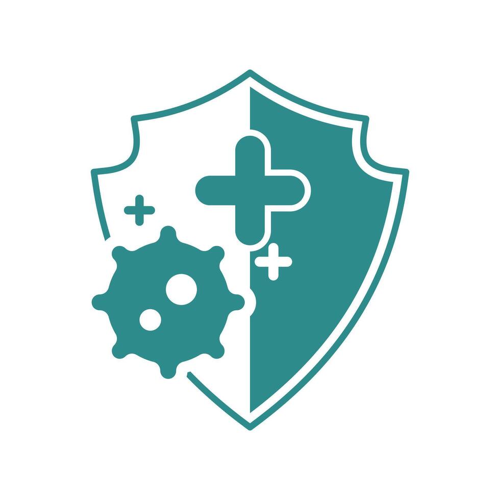 virus and shield icon flat design vector