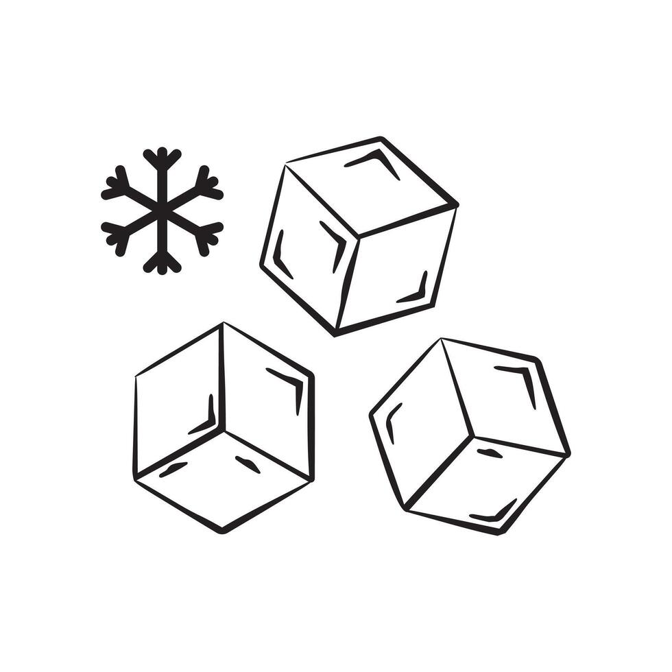 ice cubes with snowflake illustration vector