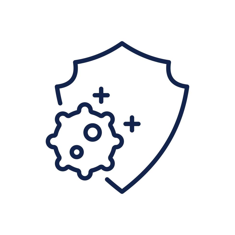virus and shield guard icon outlines vector