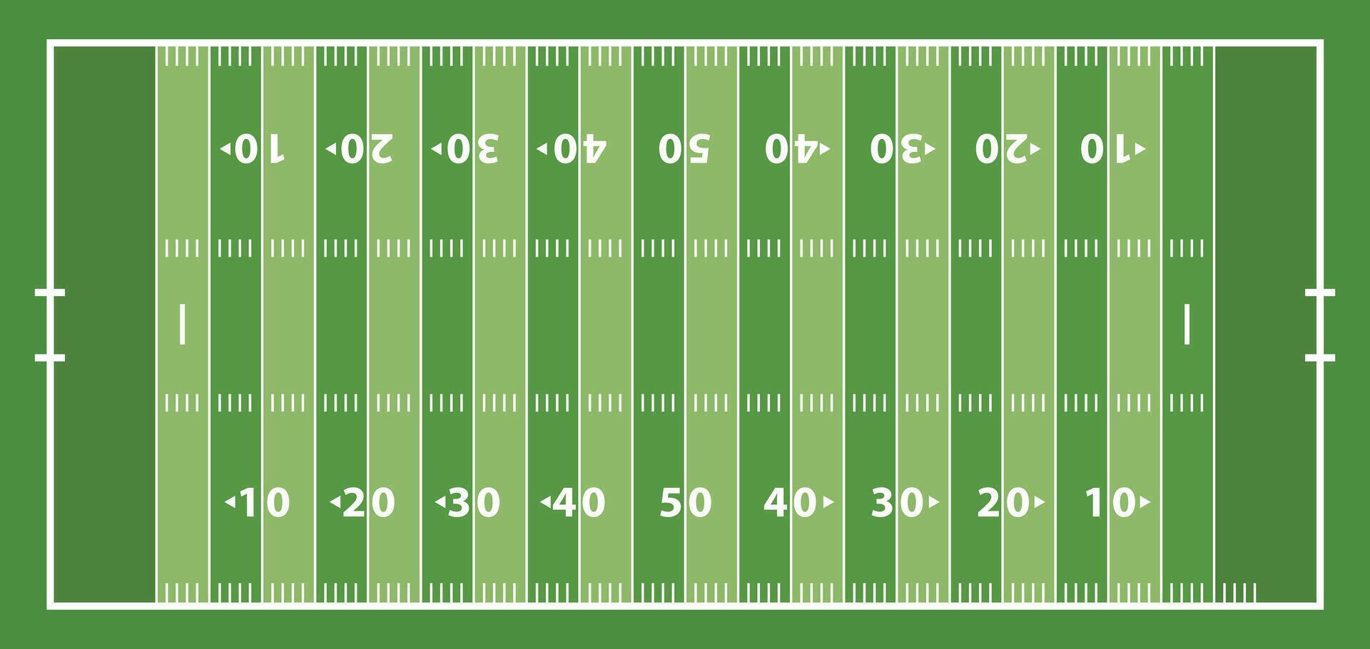 flat green american football field with the numbers on it vector