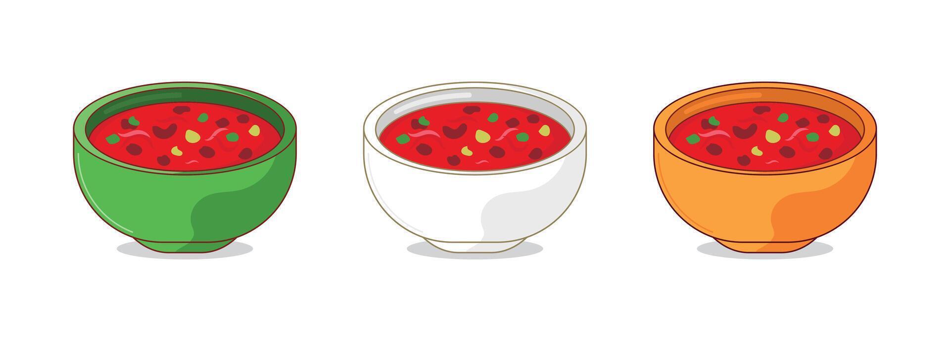 set chili bowl flat design illustration vector