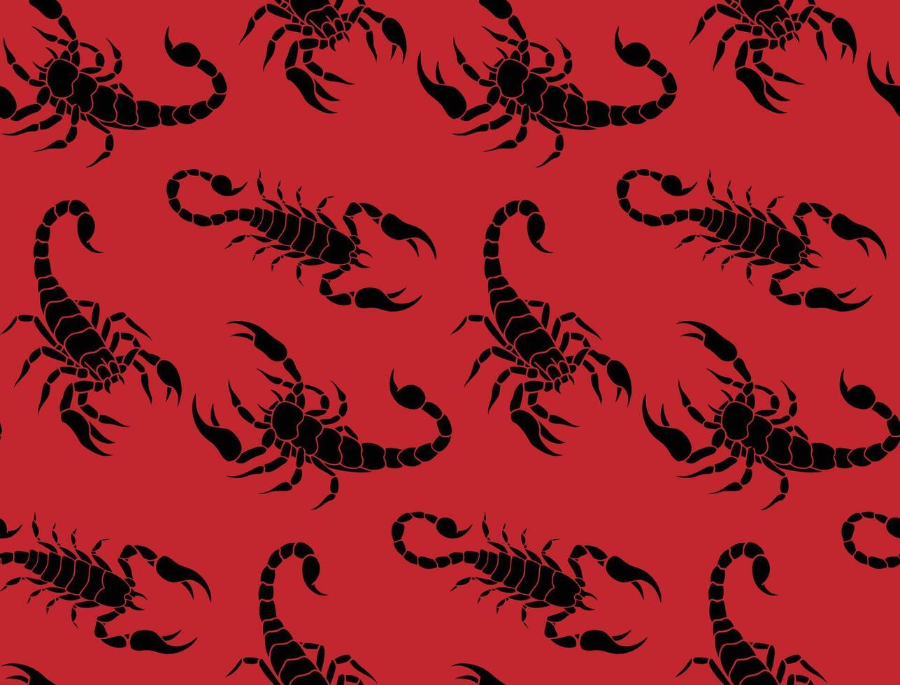 scorpion seamless pattern on red background vector