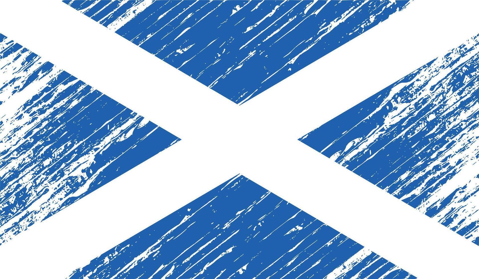 the flag of scotland with a blue and white paint brush vector