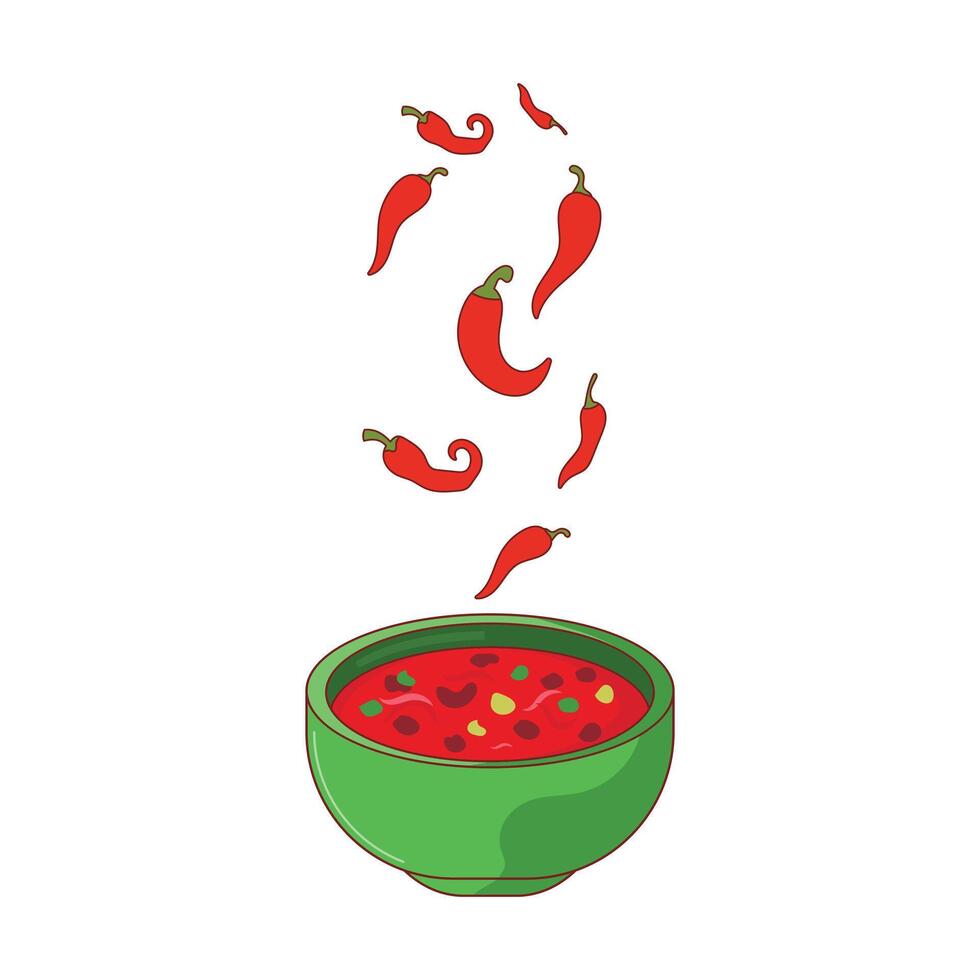 drop chili bowl flat design illustration vector