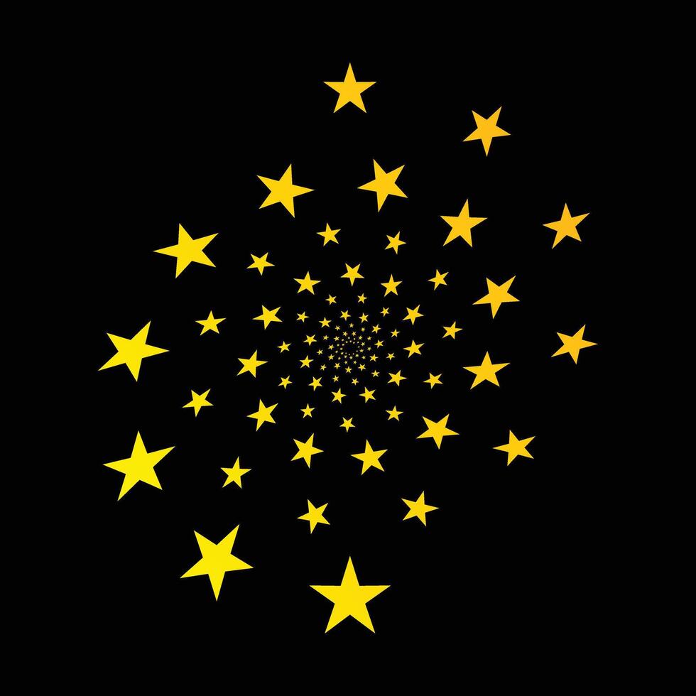 a spiral of stars on a black background vector