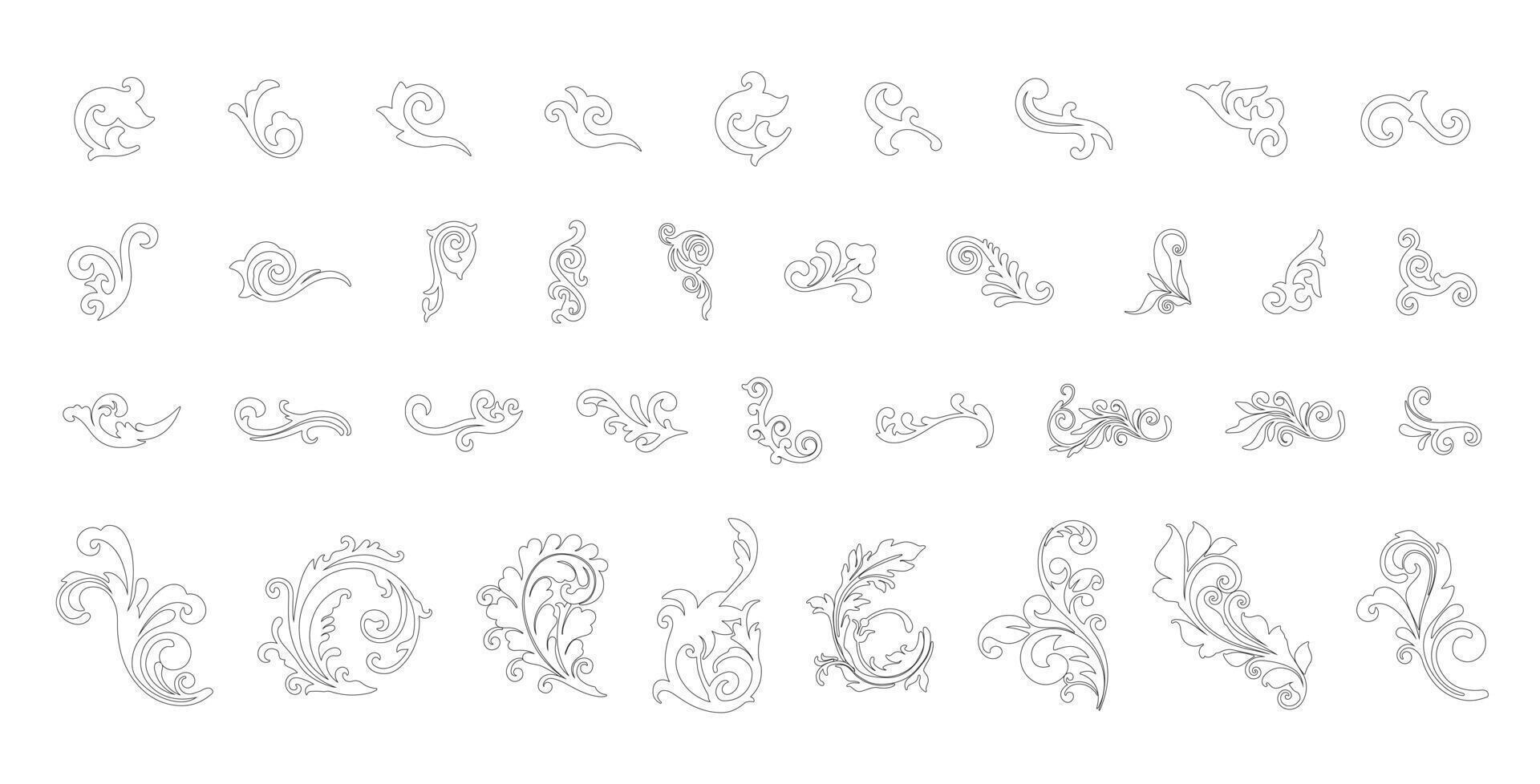 a set of decorative ornaments outlines vector