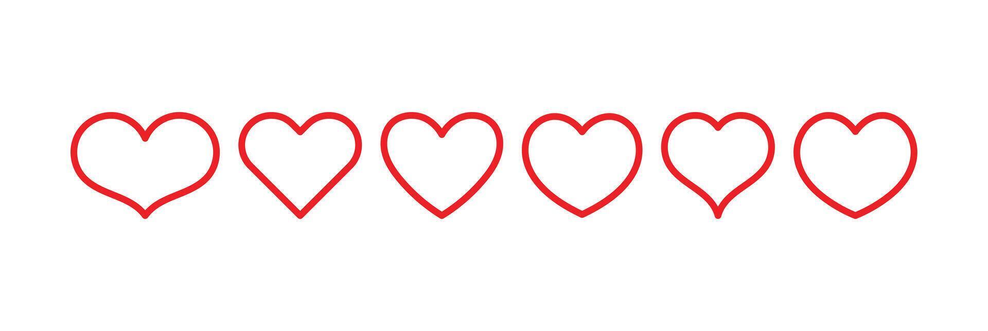 a line of red hearts in a row vector