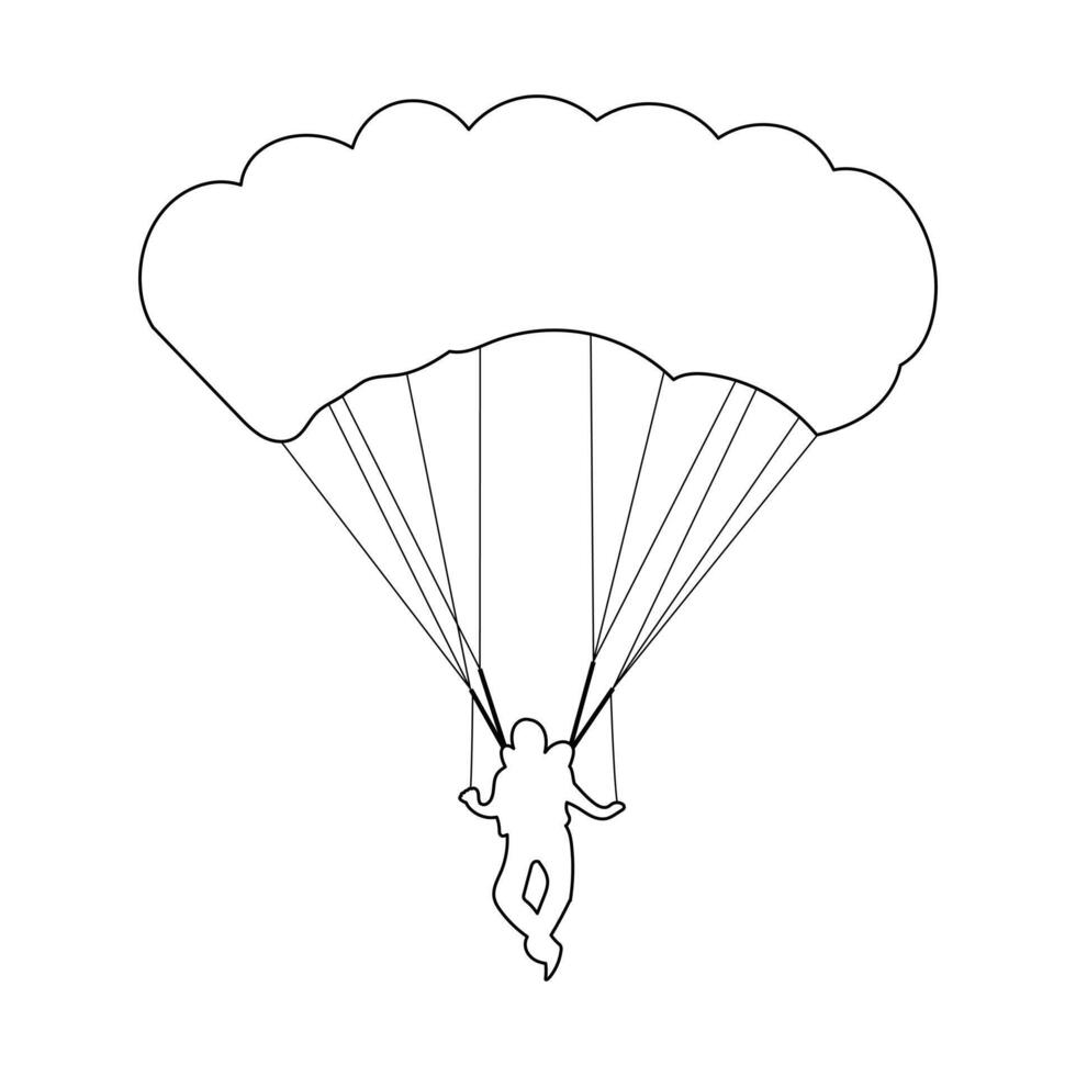 a black and white drawing of a person with a parachute vector