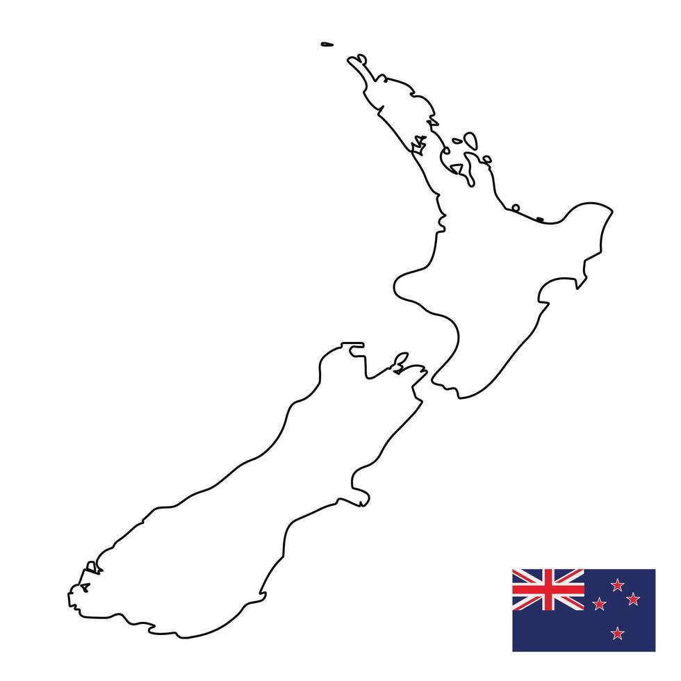 new zealand map outline outline map of new zealand with flag illustration vector