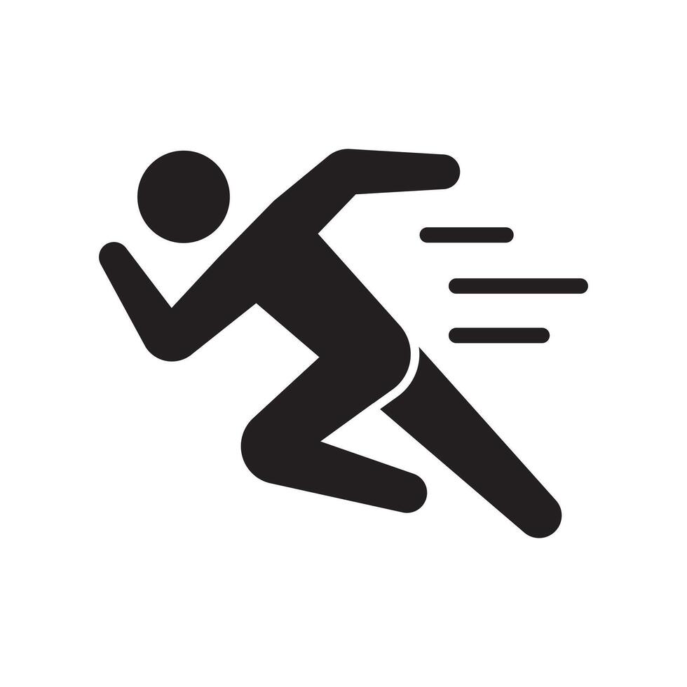 a black and white icon of a man running vector