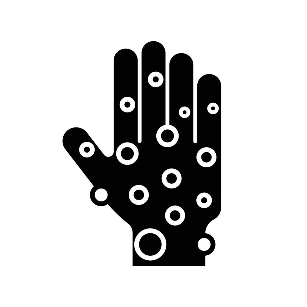 a black and white illustration of a disesase hand with circles vector