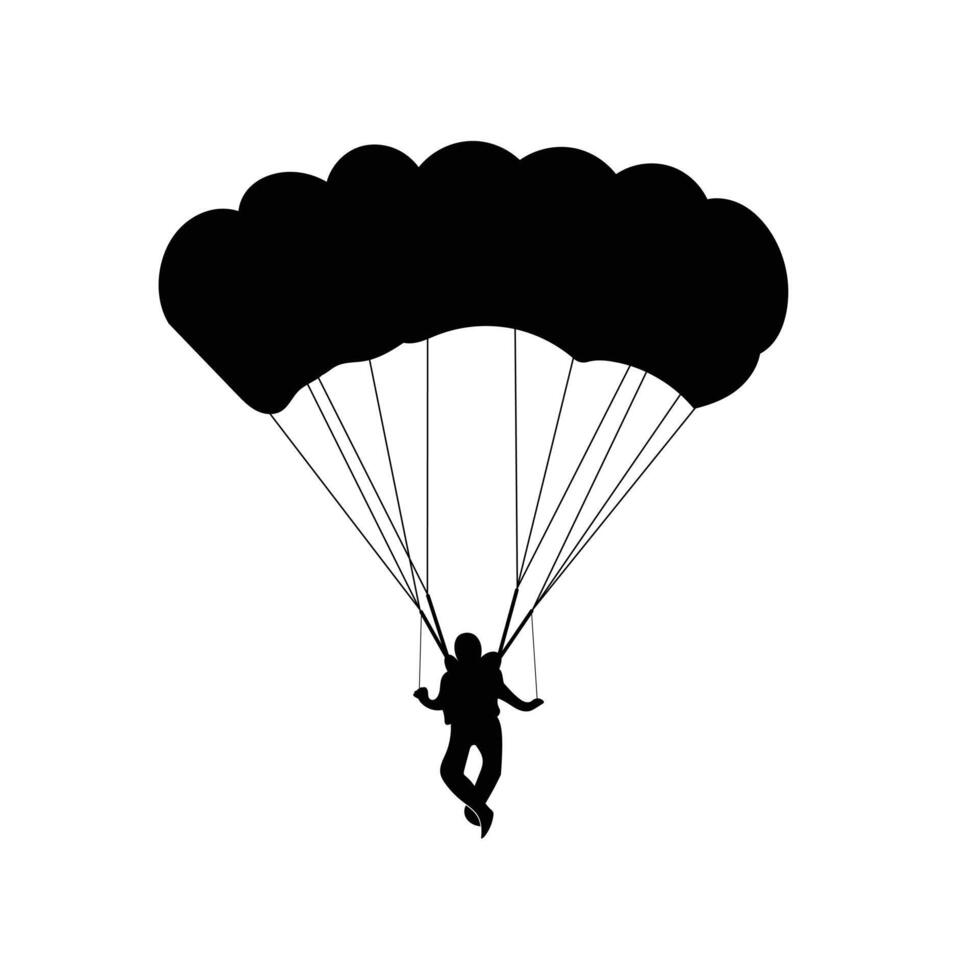 parachute silhouette silhouette of a man with a parachute vector