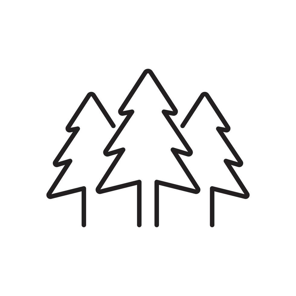 a line drawing of three trees vector