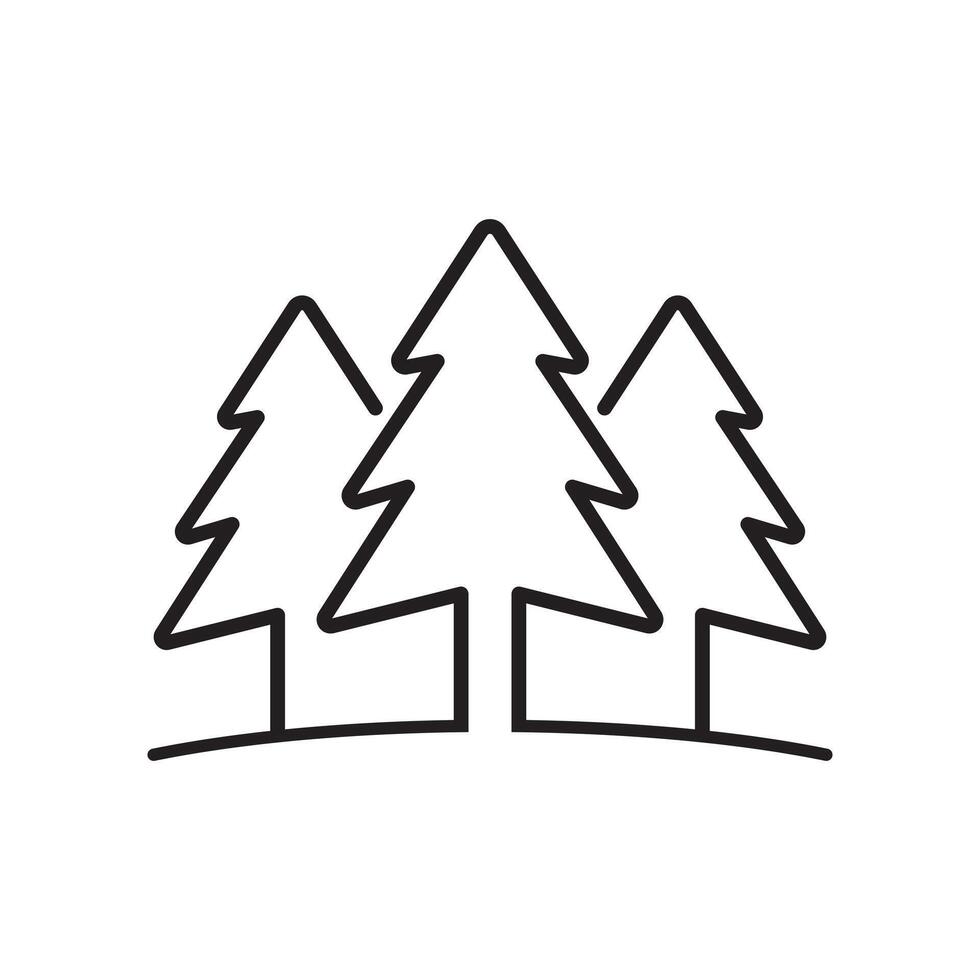 a line drawing of three trees in the forest vector