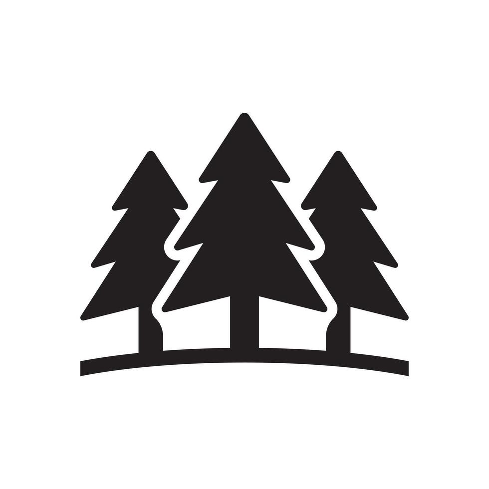 a black and white image of three pine trees vector
