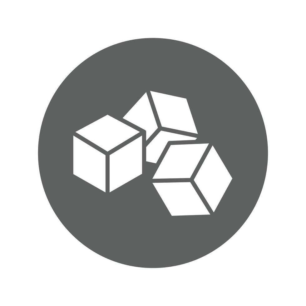 three sugar cubes icon in a circle on a gray background vector