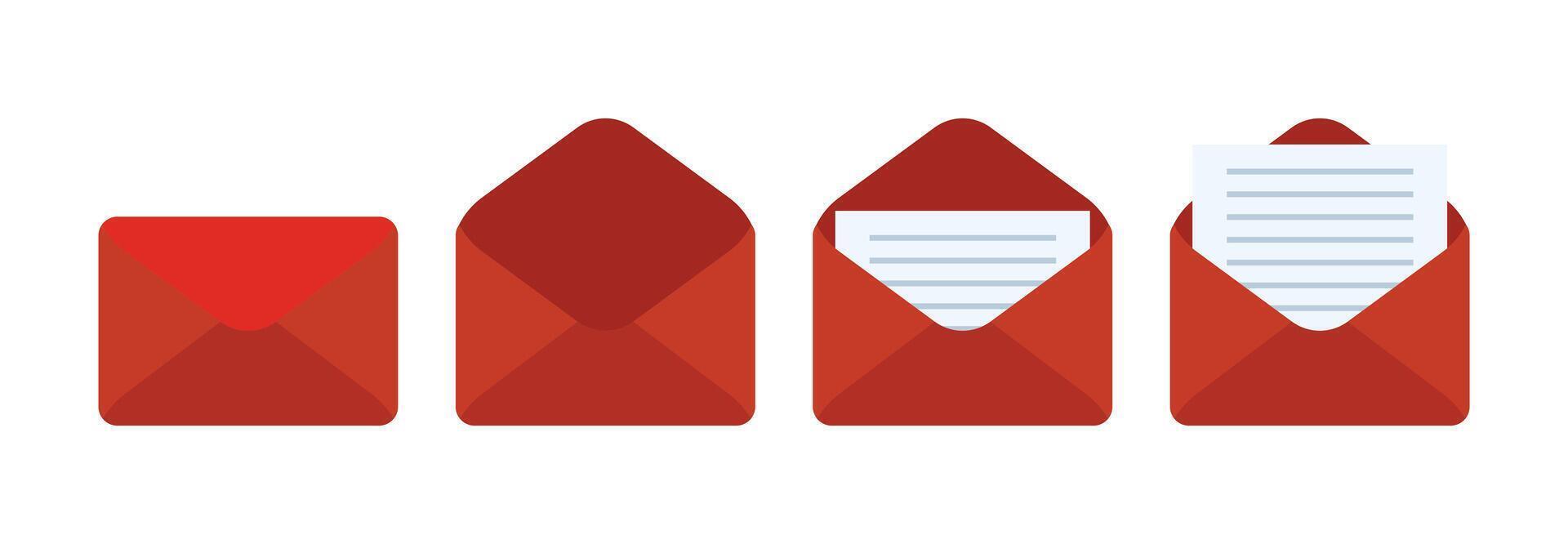 red envelope with paper and envelope with a red arrow vector
