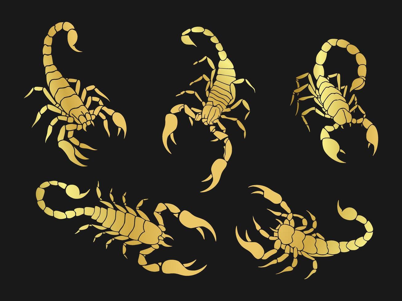 gold scorpions on black background vector