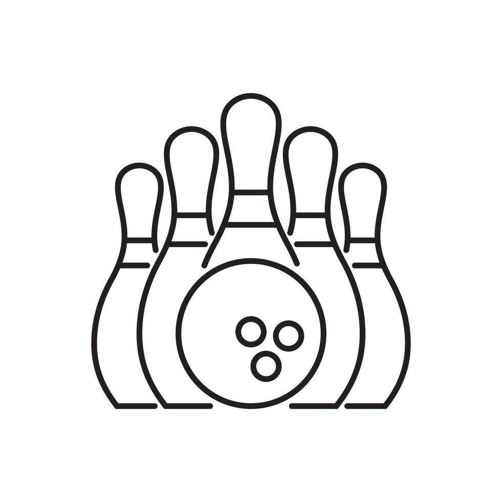 outlines bowling ball and pins icon illustration vector