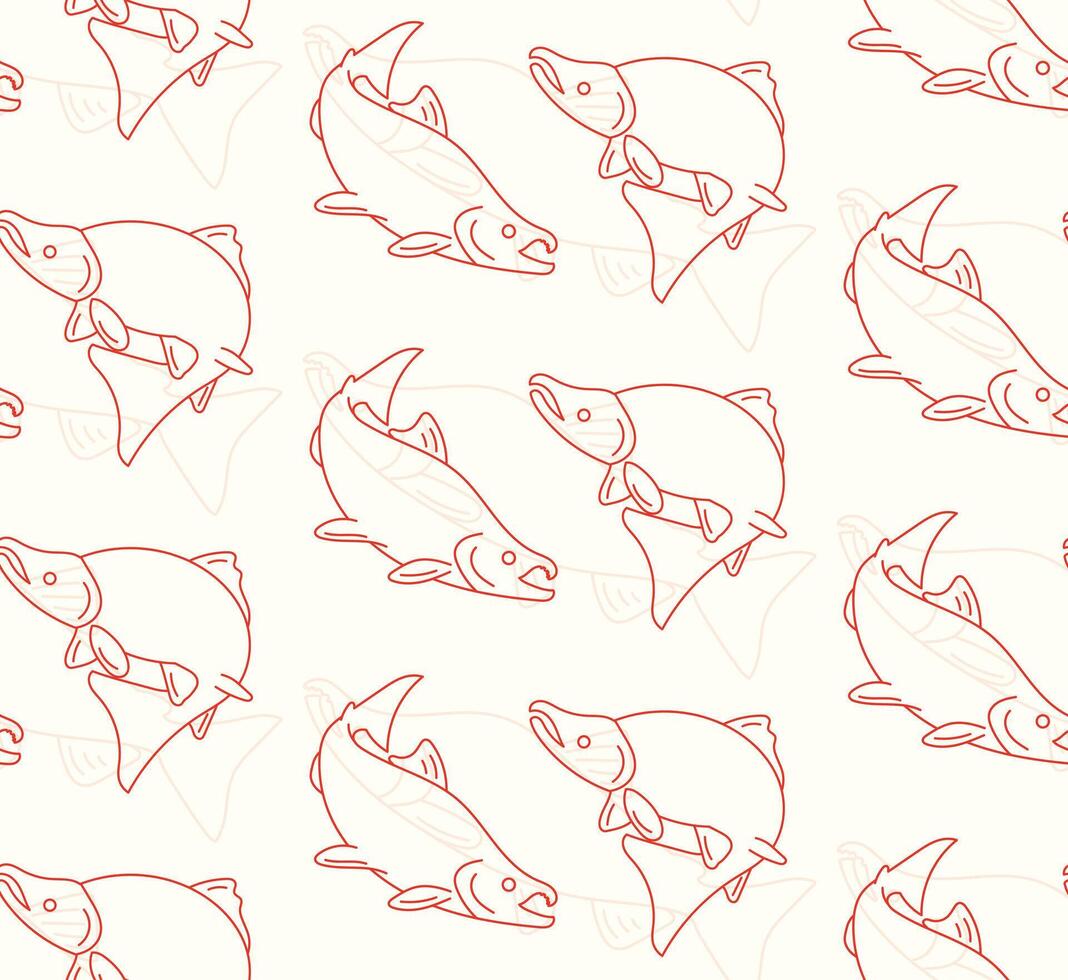 seamless pattern of salmon fish on white background vector