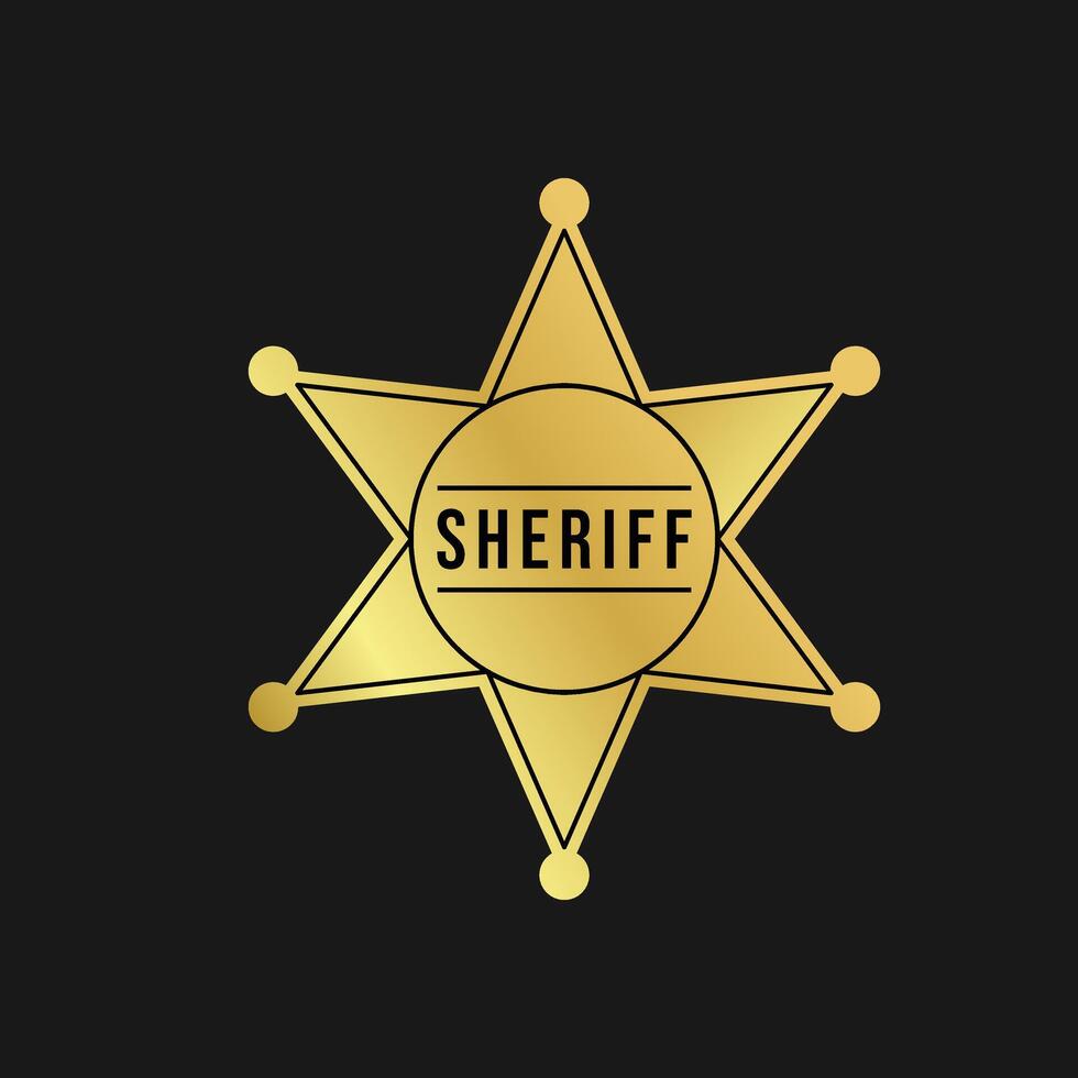 gold sheriff star badge on black background vector