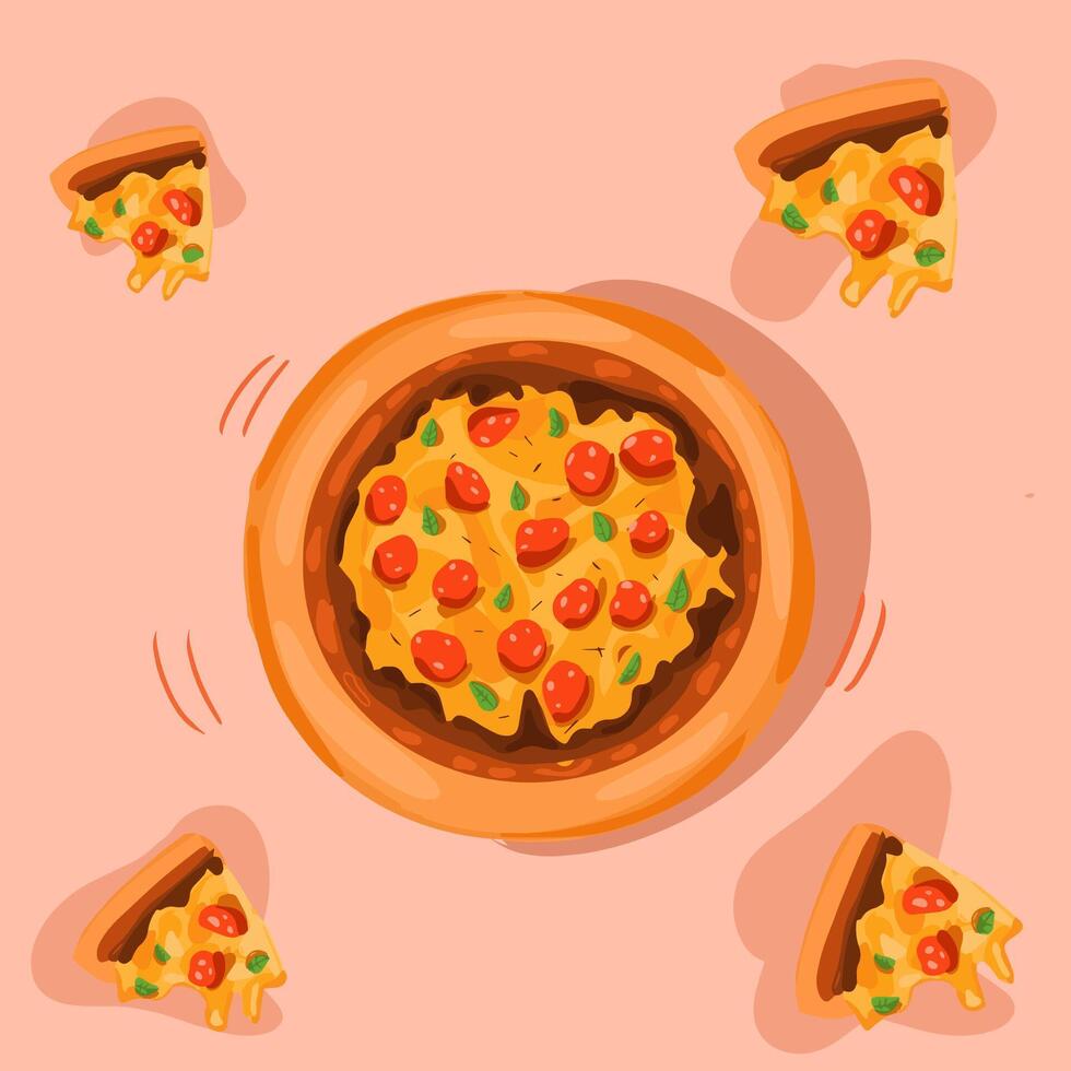 Pizza design illustration, Food menu illustration isolated. vector