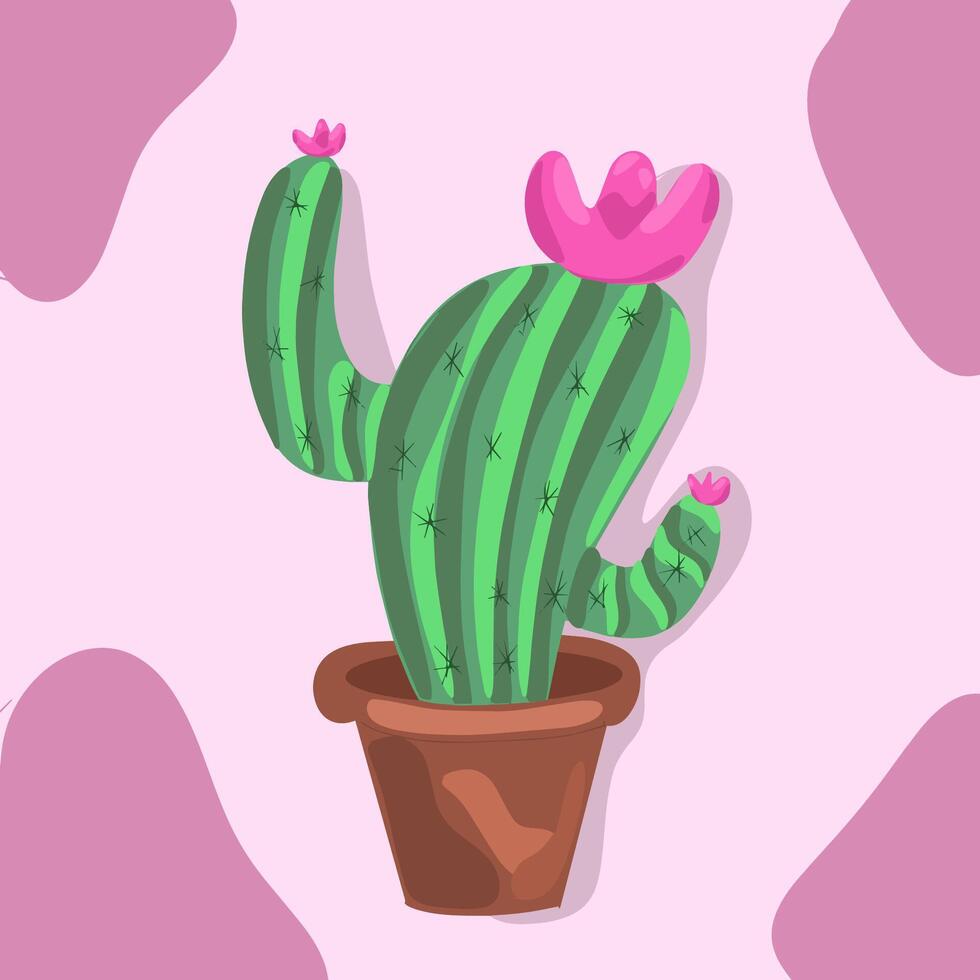 Cactus in a pot. Hand drawn . Gardening. vector