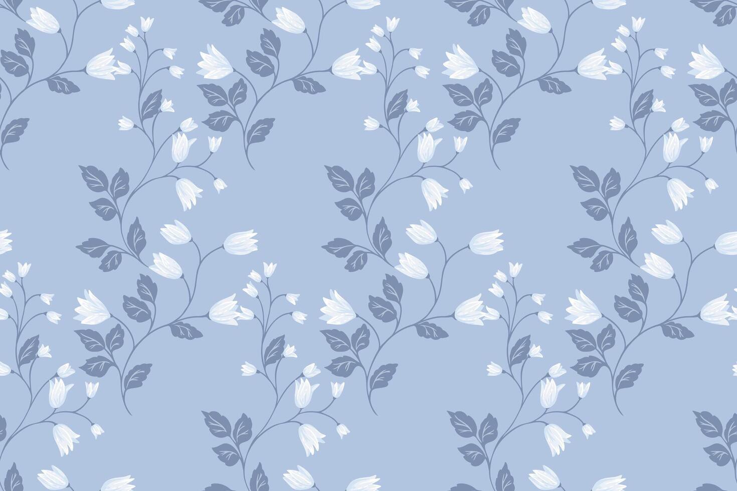 seamless pattern featuring delicate tiny flowers buds with small leaves on black background. Perfect for elegant textile designs, wallpapers, stationery, and trendy fashion projects vector