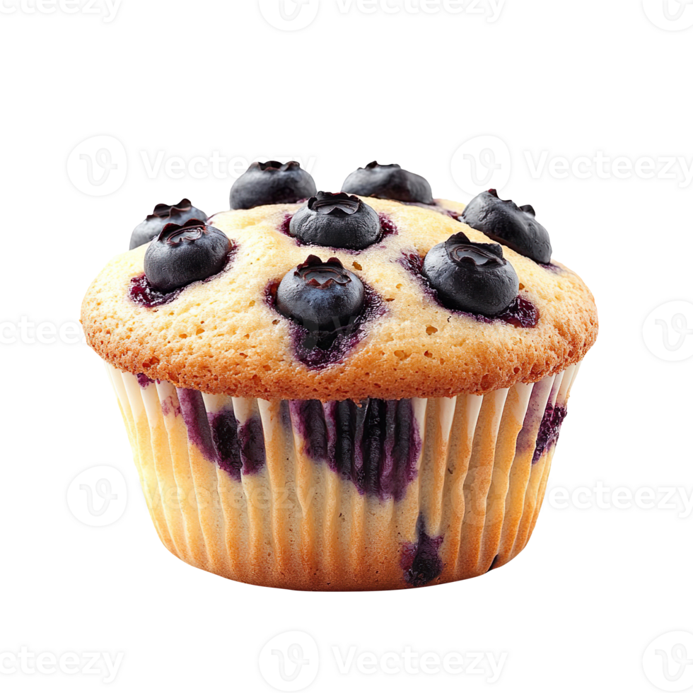 Tasty blueberry muffin isolated on transparent background png