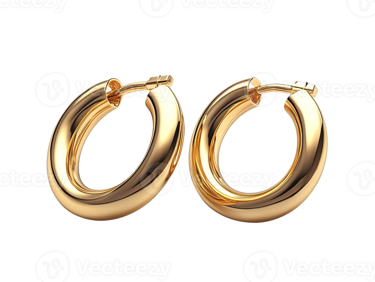 Elegant gold hoop earrings isolated on transparent background png