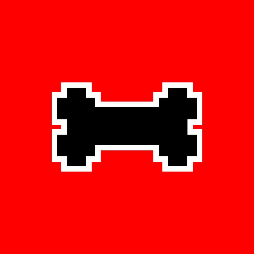 Pixel Bone Emblem on Red Background vector