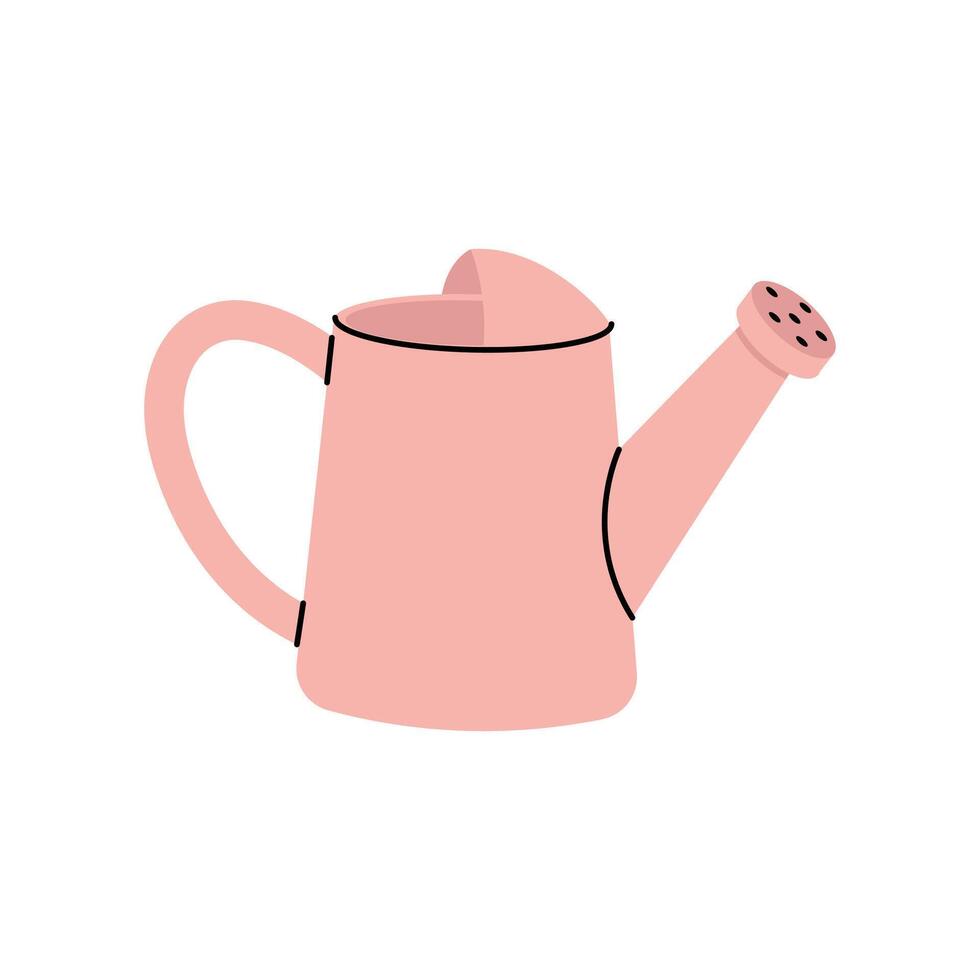 Watering can in soft pink color designed for garden use and indoor plants vector
