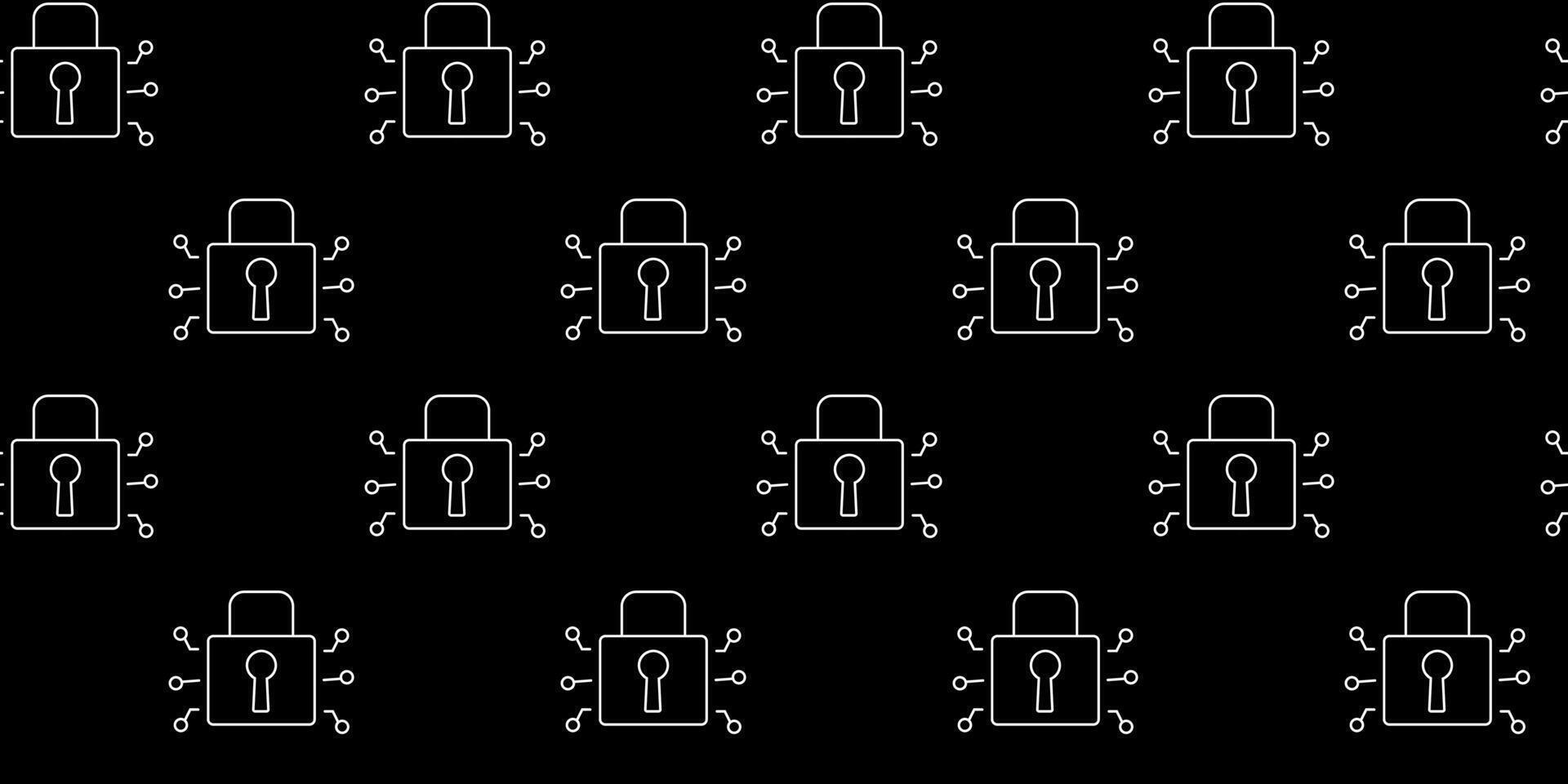 Modern pattern of security padlocks on a black background showcasing technology and safety concepts vector